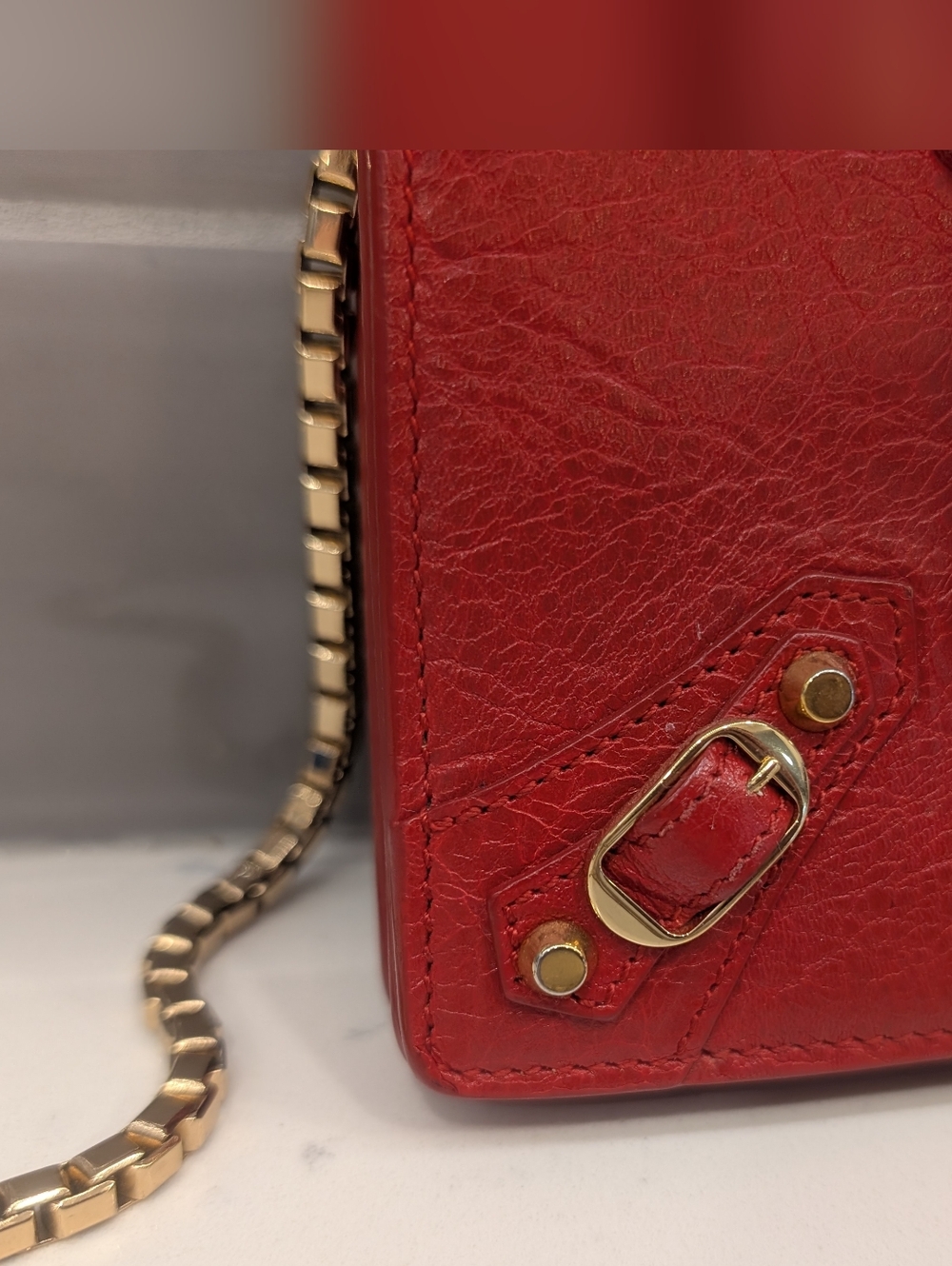 Balenciaga Agneau Red Leather Crossbody - Wallet On Chain - Picture 4 of 14